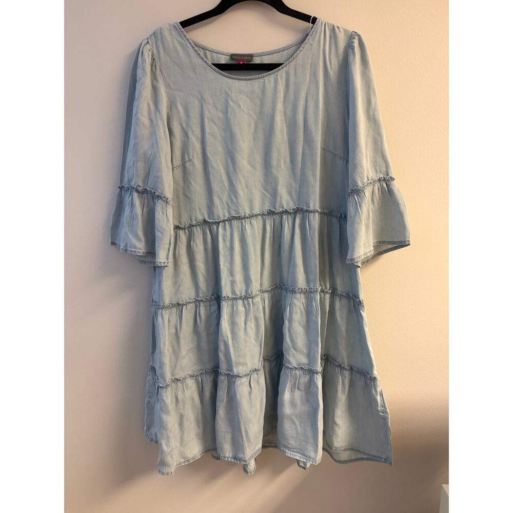 Vince Camuto Puff Sleeve Denim Midi Dress Size Medium